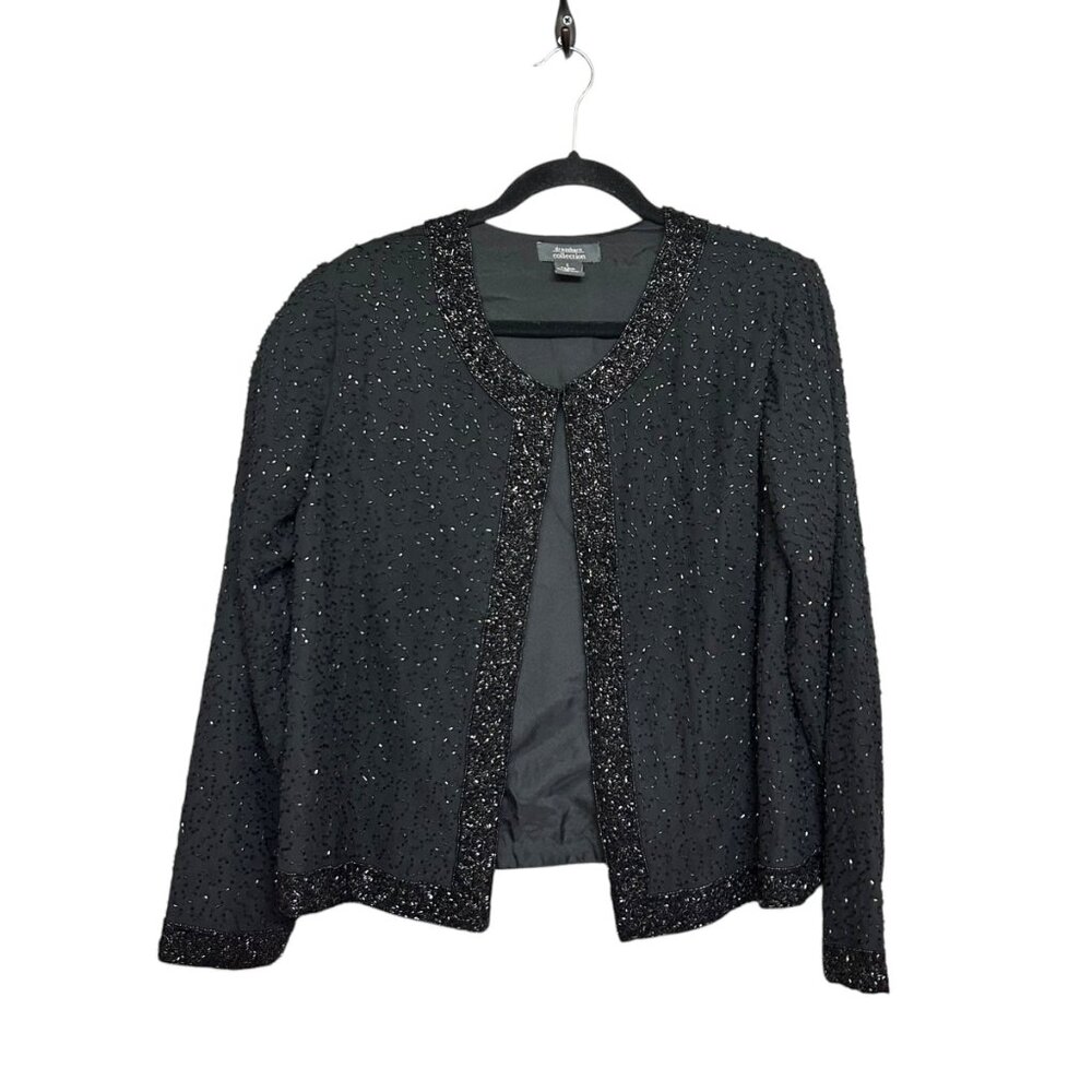 Dressbarn Collection Black Formal Heavy Beaded Jacket Size L Evening Event